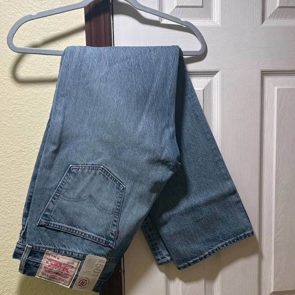 Levi's Light Blue Denim 501® Men’s Jeans with Red Patch size 34 X32